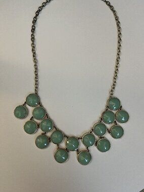 Francesca's Sea Foam Green & Gold Statement Necklace